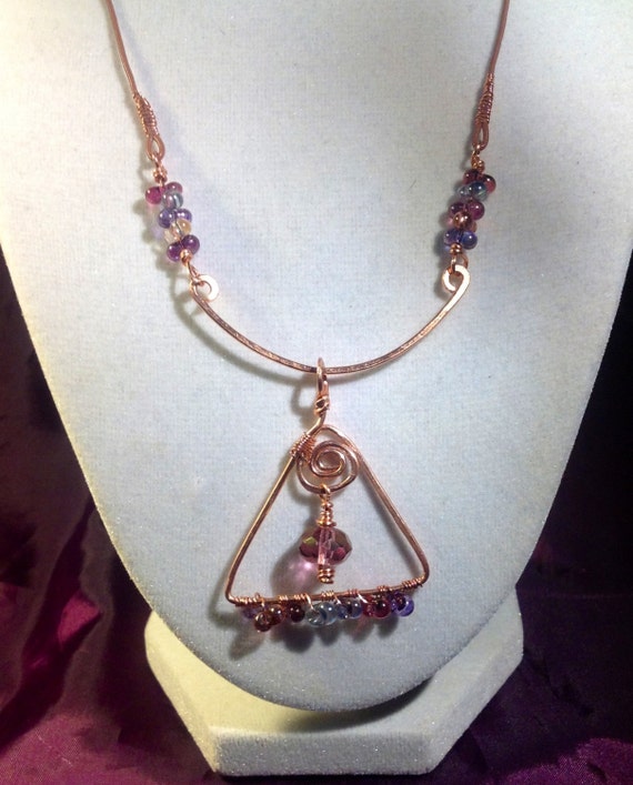 Items similar to Necklace Of Wire Wrapped And Hammered Copper on Etsy