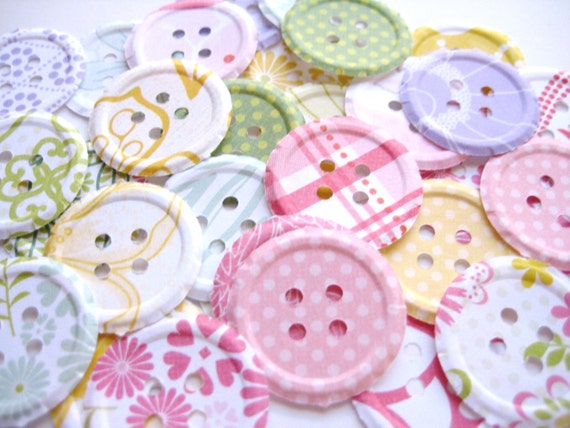 100 Embossed Fresh Floral  Buttons punch die cut scrapbooking embellishments  E1505