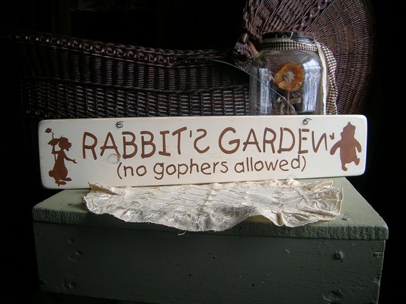 Items similar to Rabbit's Garden Wood Sign Winnie the Pooh 