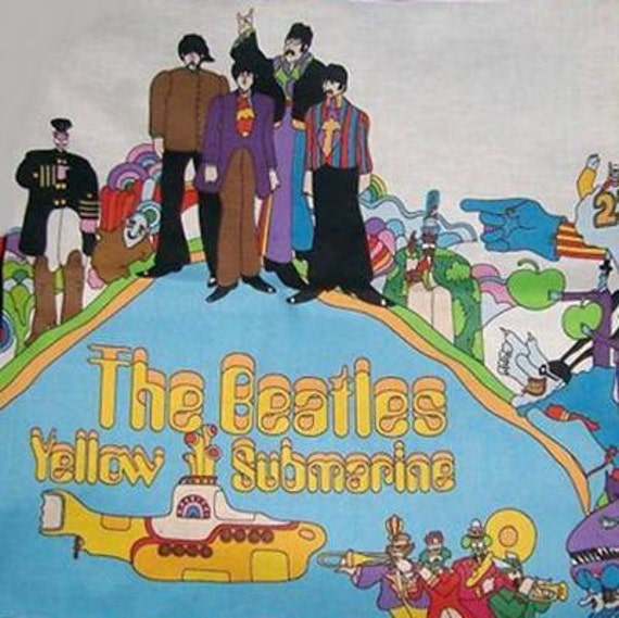 BEATLES FABRIC Yellow Submarine All you Need is Love Panel