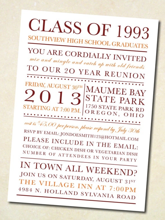 College Reunion Invitation Templates 5