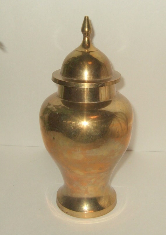 Vintage brass urn with lid brass vase brass by vintagehillbillies