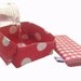 Foldable Travel Dog Bowl, water bowl, dog dish, pets, red white oilcloth