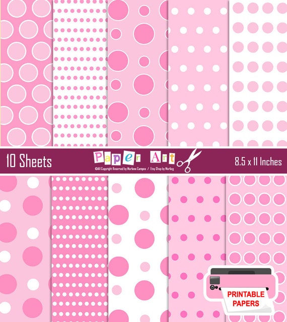 Pink Polka Dots Digital Papers Digital backgrounds