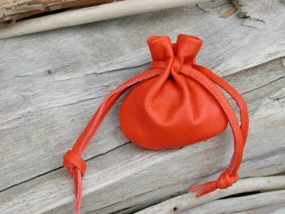 Leather Drawstring Pouch Bag - Small Bag - Coin Purse - Crystal Pouch ...