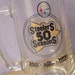 Vintage Pittsburgh Steelers 50th season glass mug, 1982, football barware, beer mug, black and gold collectible