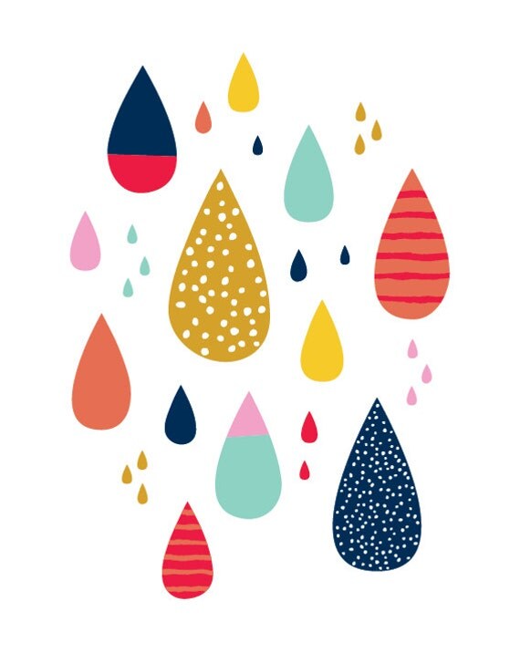 Items similar to Colorful raindrops 8"x10" print by Let's Die Friends ...