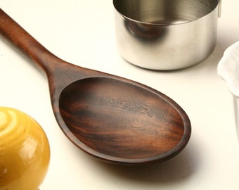 Big manly wooden spoon kitchen utensil carved from California Walnut wood