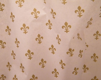 Tissue Paper - Fleur De Lis Gold and White - 24 Sheets of 20" by 30" -DIY Wedding Decor - Gift Wrap Idea - Favor Box Packaging