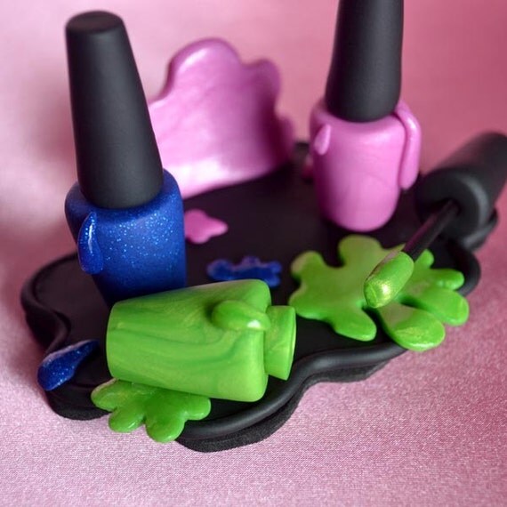 Finger Nail Polish Polymer Clay Business Card Holder