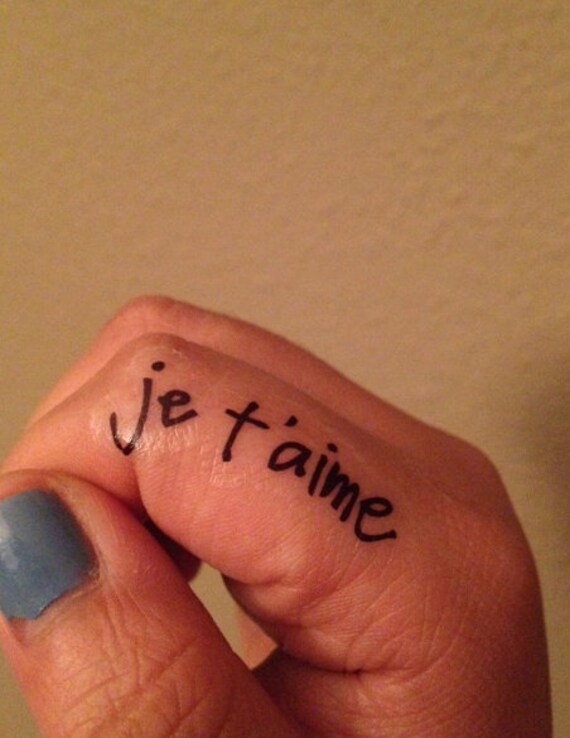 Temporary Handwritten Je T'Aime Tattoo