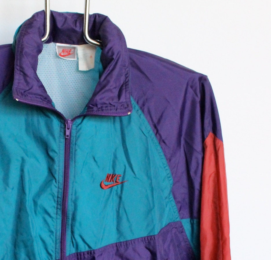 Vintage Nike Windbreaker Jacket Mens Large Turquoise Purple