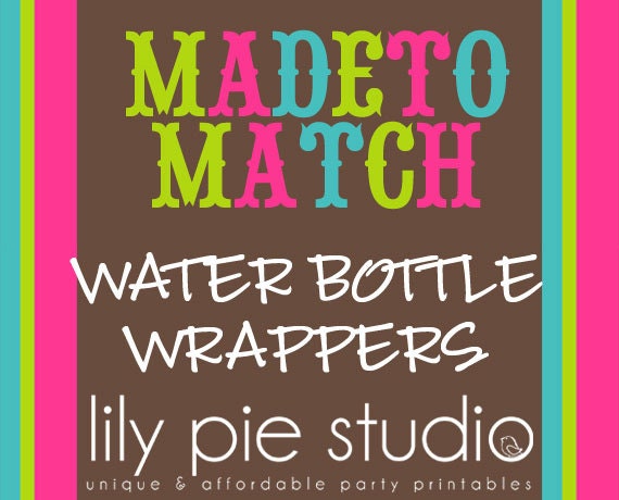 Custom Water bottle wrappers Made to Match any invitation design from LilyPieStudio Il_570xn