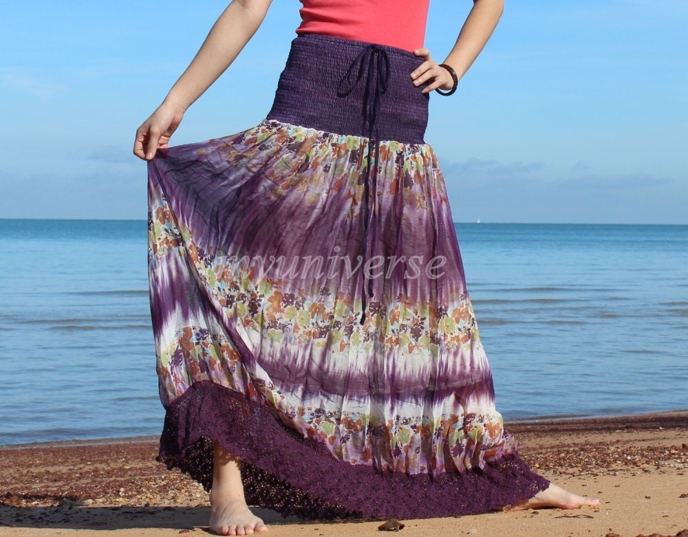 Chiffon Maxi Skirt Inspiration Floral Long Skirt/ Fall Party