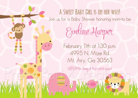 MOD PINK JUNGLE baby shower invitation You Print