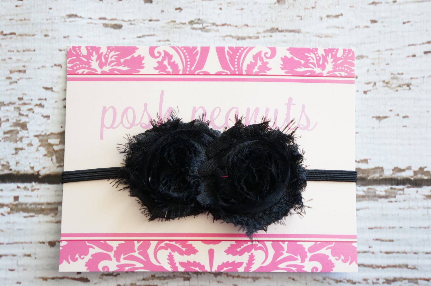 Baby - Baby headbands - Girls Headbands - 8 colors - 2 Rosettes - Skinny Elastic - Newborn -Black Headband