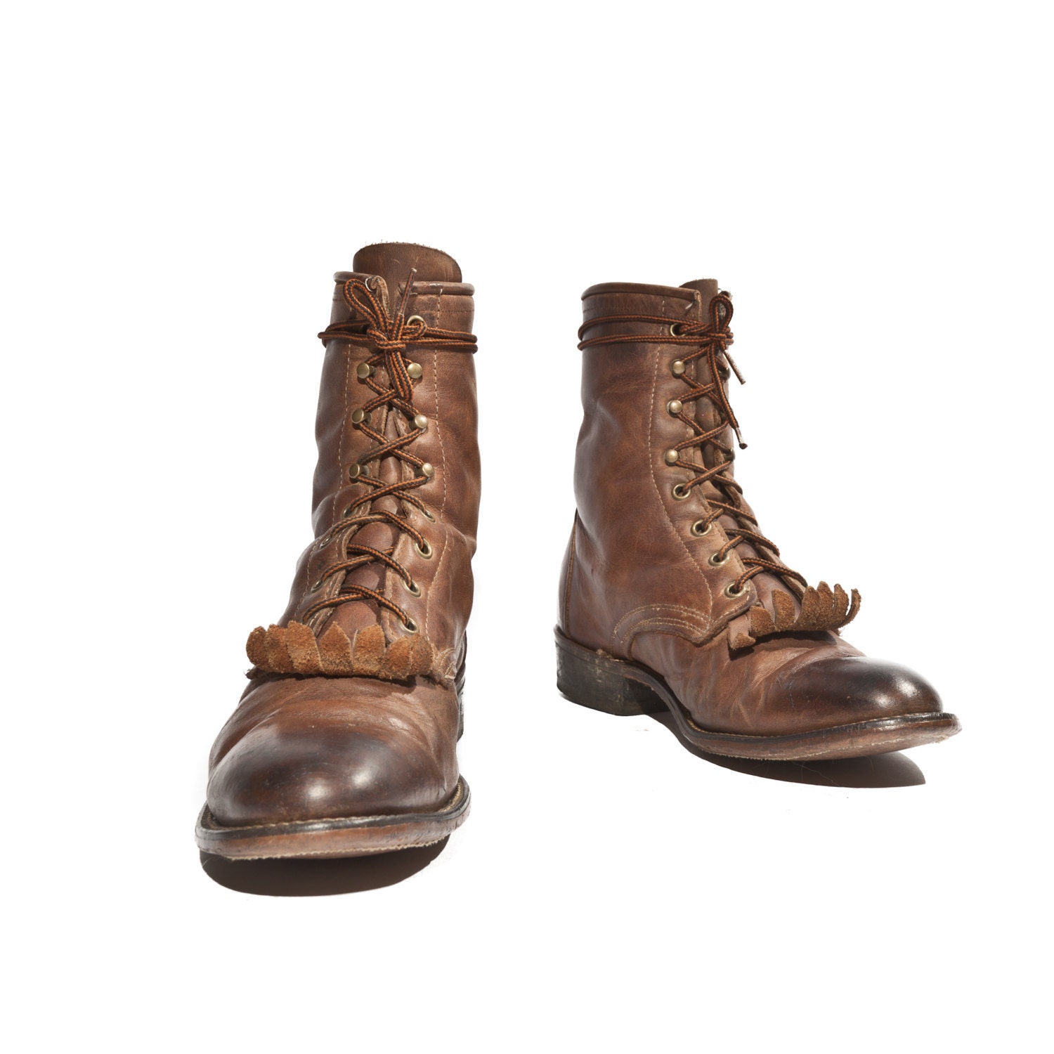 Women's Laredo Roper Lace Up Boots in Brown Leather with