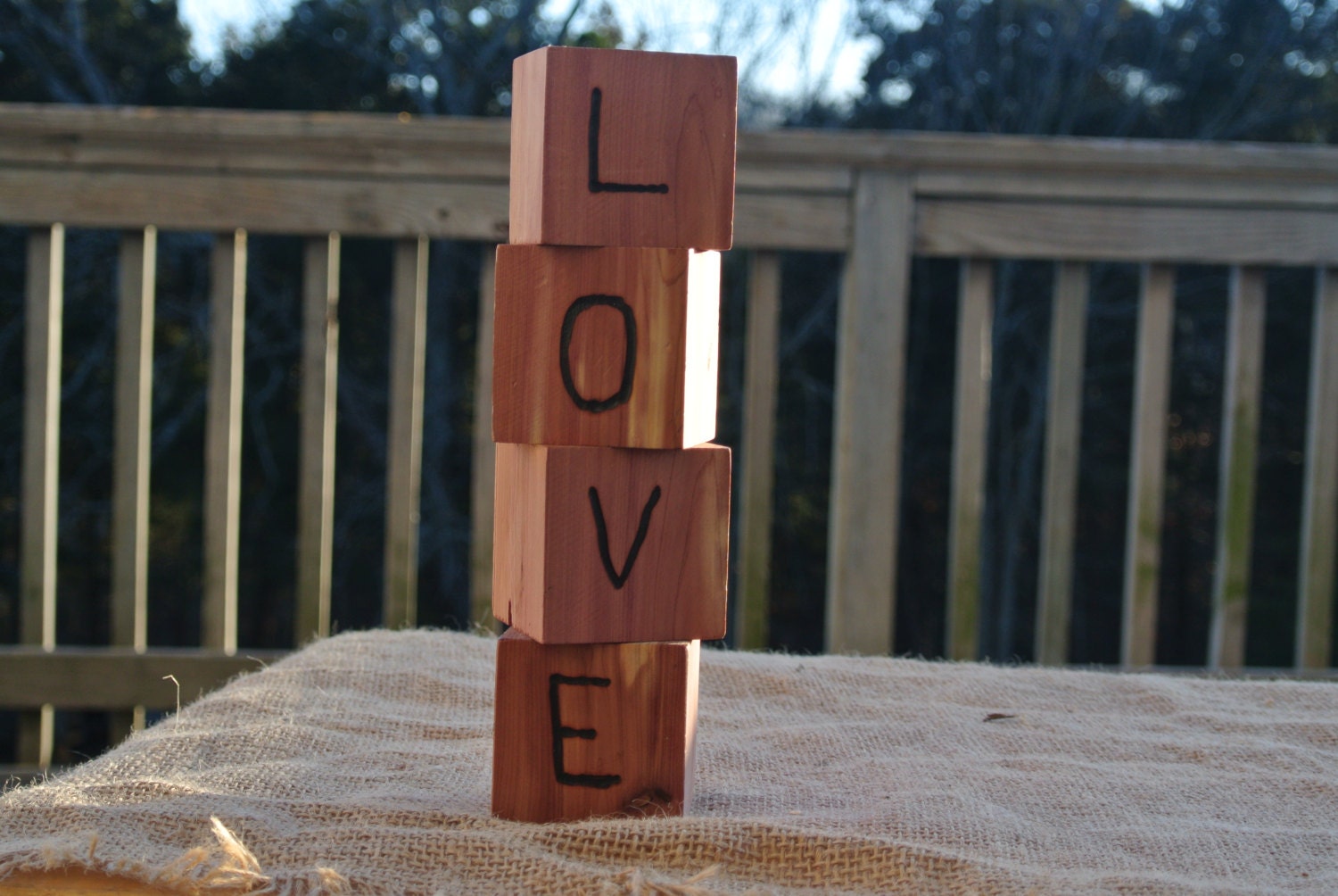 Rustic Decor, LOVE Wood Blocks, Country Wedding Table Setting, Barn Accents