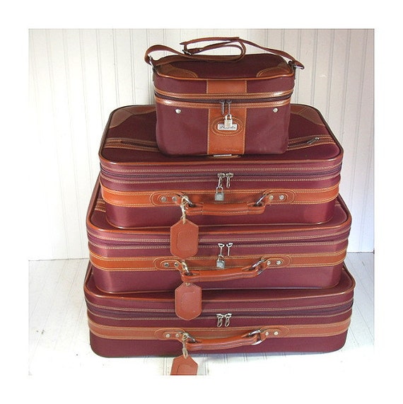 Vintage Jaguar 4 Piece Matching Luggage Set Retro by DivineOrders