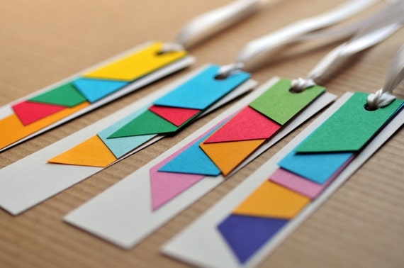 Items similar to Multicolored Geometric Gift Tags, Set of 5, Favor Tags ...