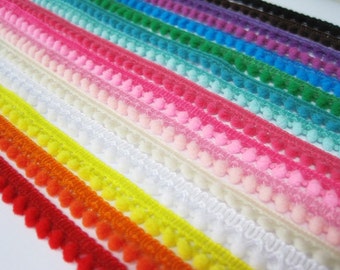 pom pom wholesale trim white pom pompoms trim, fringe, pom wholesale trim, Rainbow Pompom Trim,