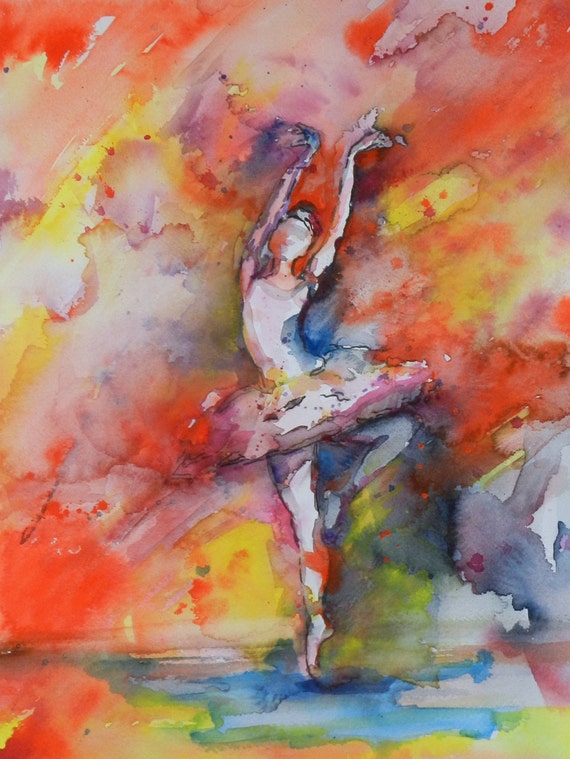 Items similar to Ballerina, Ballet Dancer Print, Ballet Watercolor ...