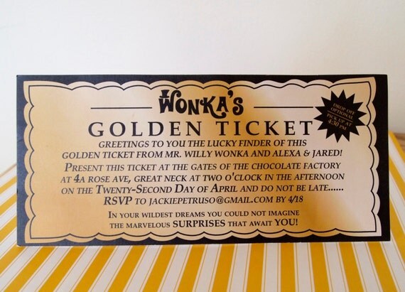 willy wonka golden ticket invitation digital printable