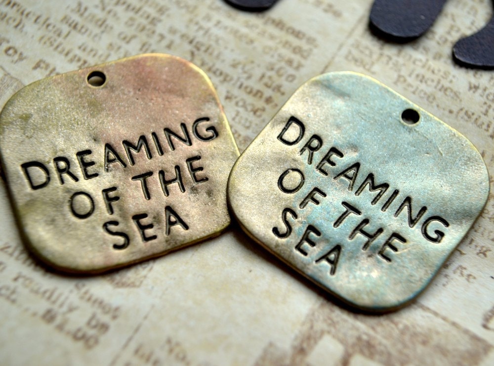 Stamped Metal Tags Bronze Charms Pendants for Jewelry