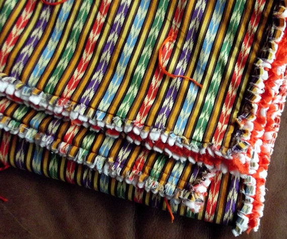 Colorful Southwest Quilt Blanket Indian Feathers