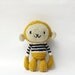 Amigurumi Crochet Monkey, Stuffed Toy - Mustard Yellow Monkey in Black and White Striped Sweater