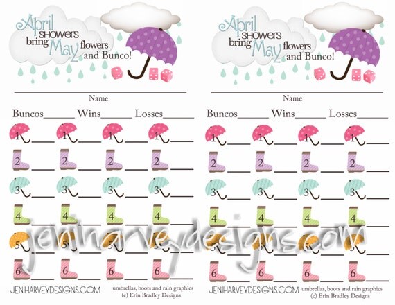 April Showers Bunco Score Sheet