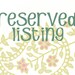 RESERVED LISTING - hjschiller
