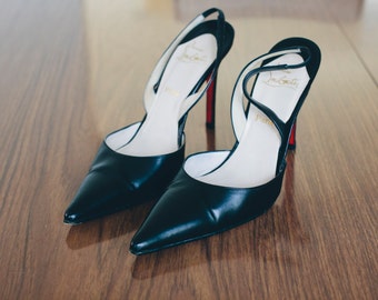 Vintage 90s CHRISTIAN LOUBOUTIN Perchoir Slingback Pump Black