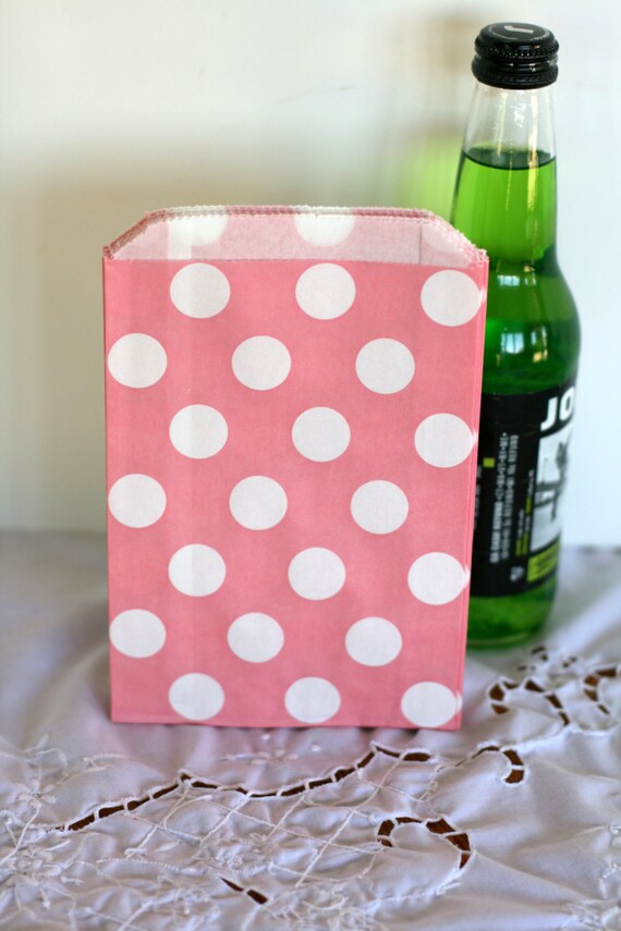 Light pink polka party bags, treat, bitty, gift, party favor, bags ...