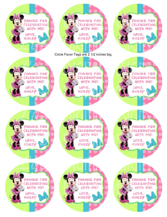 Minnie Mouse Bowtique 2 5 Round Favor Tags Printable