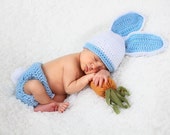 Fluffy Bunny Hat & Diaper Cover - Peter Cotton Tail - Baby Shower - Photo Prop - MADE TO ORDER