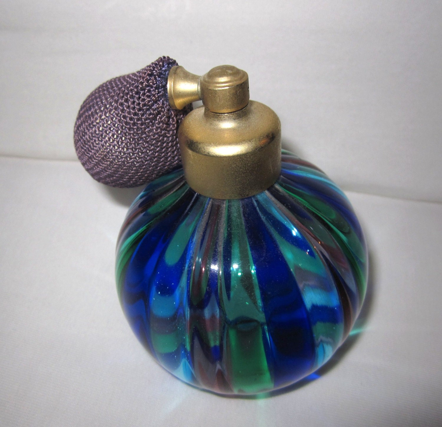 Art Glass Perfume Atomizer Bottle Antique Czech Hand Blown