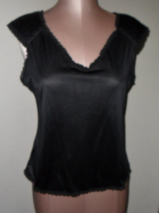 Vintage Camisole Black with Shoulder Pads Vanity Fair Cami
