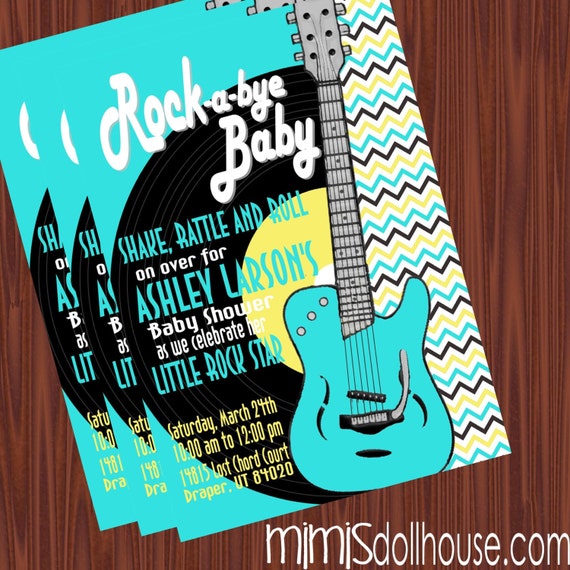 Rock and Roll Invitation- Rocker Baby Shower Invitation PDF/JPEG Il_570xn