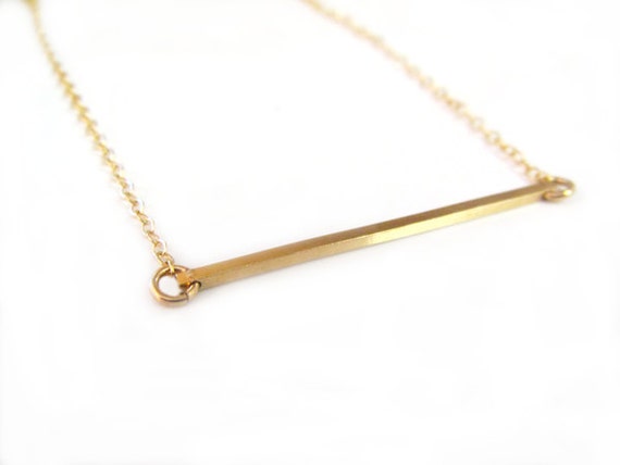 Gold Bar Necklace - Square Bar Necklace