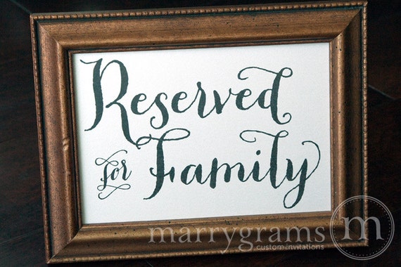 Reserved for Family Signs Table Card Wedding Reception