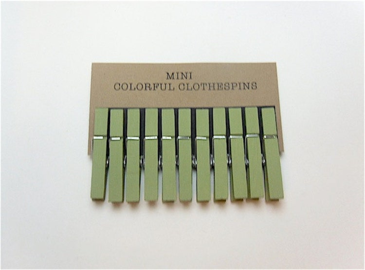 Mini Clothespins Celery Green Set of Ten 10 by RunningBlynd