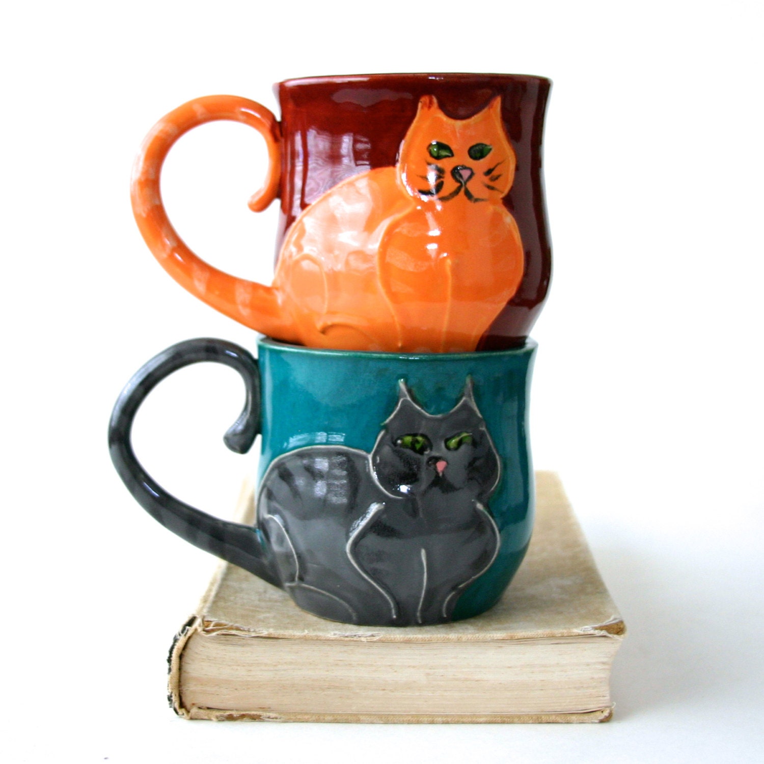 Kitty Cat Mug Choose Your Color Hand Thrown Ceramic  Coffee