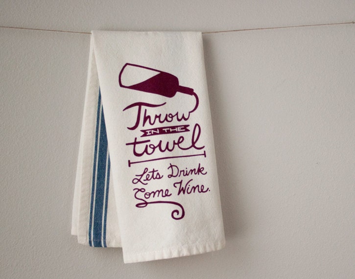 Wine Drinkers Screenprinted Kitchen Wine Themed Tea Towel