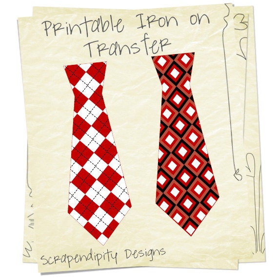 Red Tie Iron on Transfer Baby Boy Tie by ScrapendipityDesigns