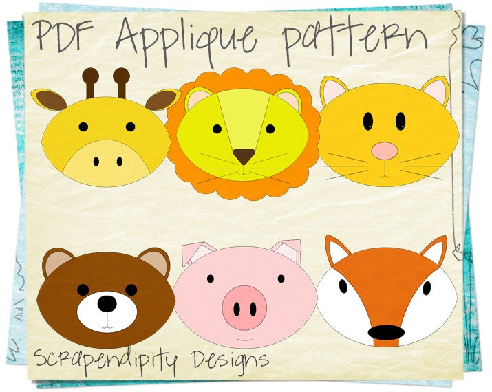 Fabric Applique Template Animal Bundle Applique Pattern