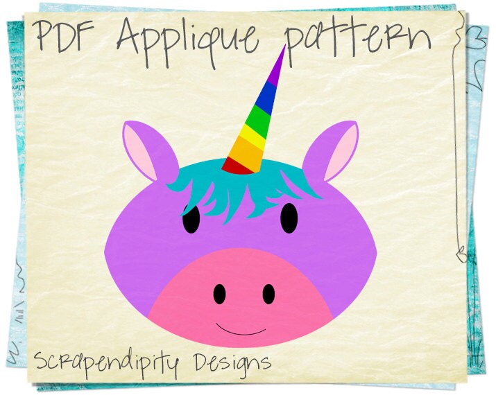 Download Unicorn Applique Pattern Fantasy Applique Template / Purple