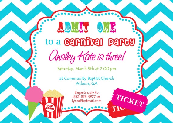 printable carnival birthday party invitation. girly by cohenlane, Birthday invitations