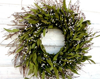 Fall Wreath-Farmhouse Wreath-Rustic Twig Wreath-Summer Wreath-Housewarming Gift-BAY LEAF Wreath-Year Round Wreath-Holiday Home Decor-Gifts