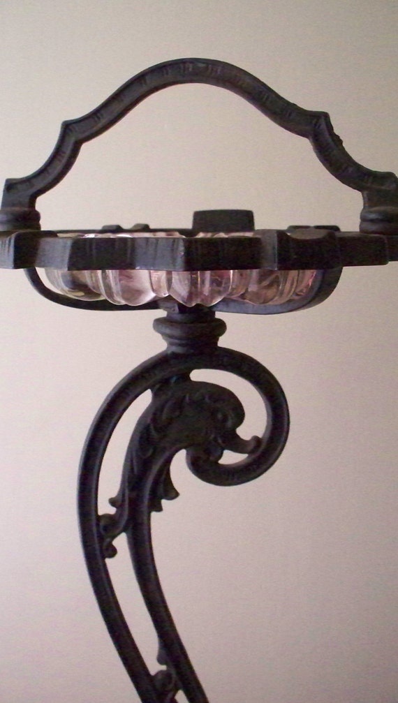 Antique Art Deco Cast Iron Dolphin Ash Tray Stand 1930's